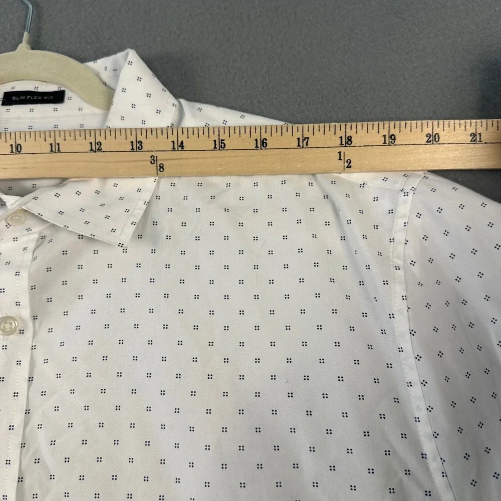 Banana Republic Slim Flex Fit Tech Stretch Cotton Shirt XL White Micro Dot FA19